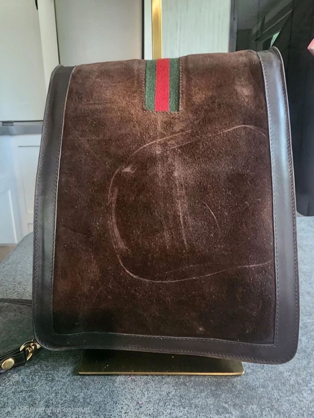 Gucci Vintage Parfums Sherry Line Brown Suede Leather Crossbody Bag - Picture 2 of 8